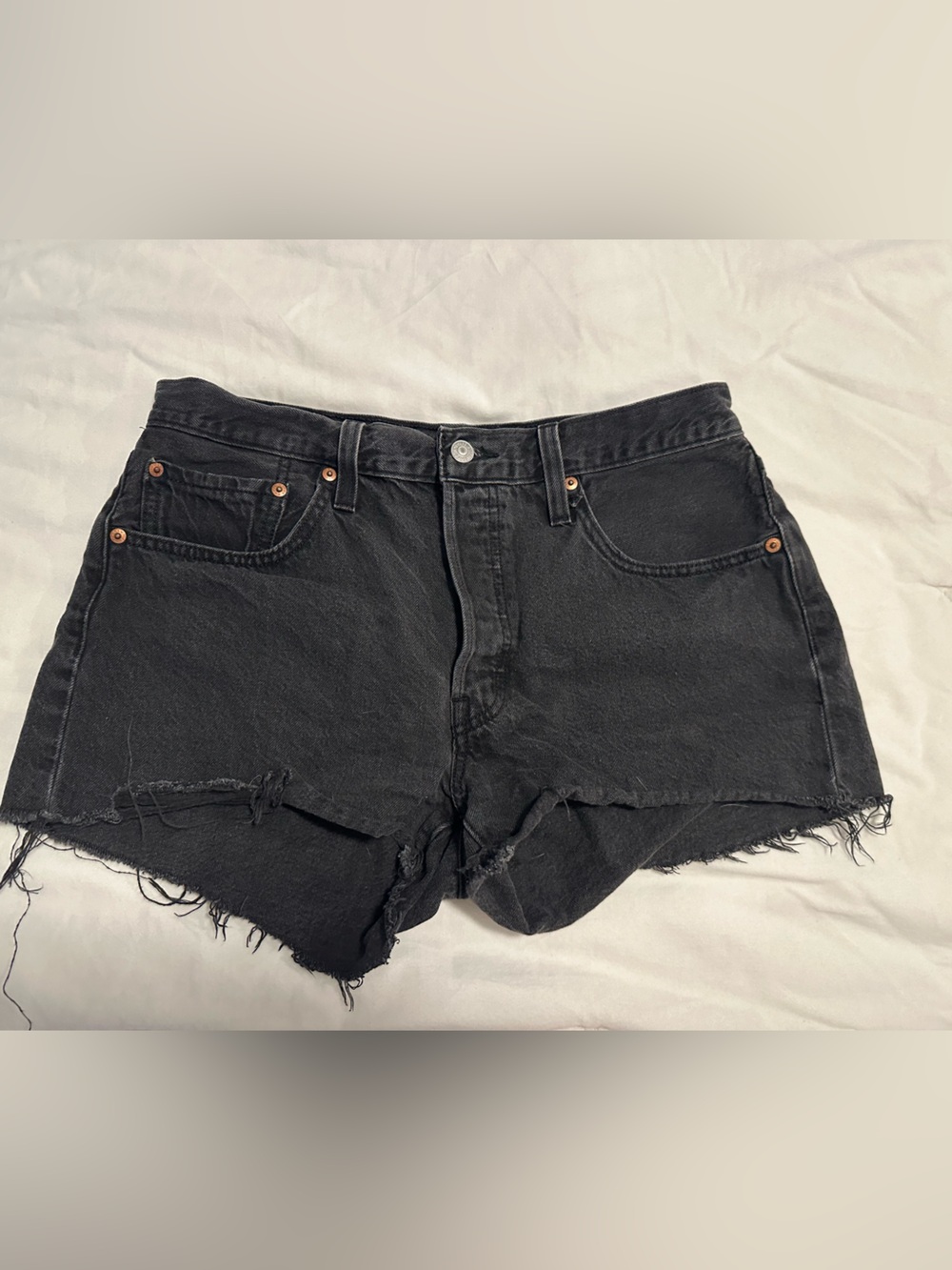 Levi’s Black High-Rise Cutoff Denim Shorts